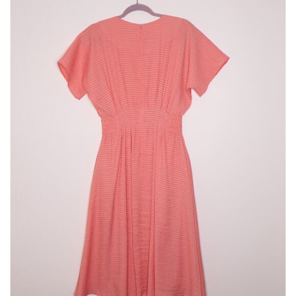 CLUB MONACO Seersucker Fit & Flare Dress Knee Length Tea Rose Pink Women's 2 - Picture 8 of 15